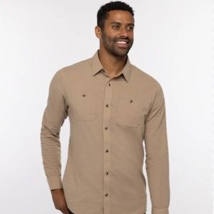 Travis Mathew Cloud Flannel Tan Button-Up Shirt
